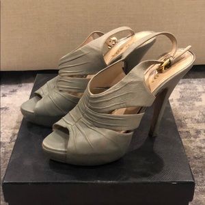 Authentic Prada peep toe leather sandals